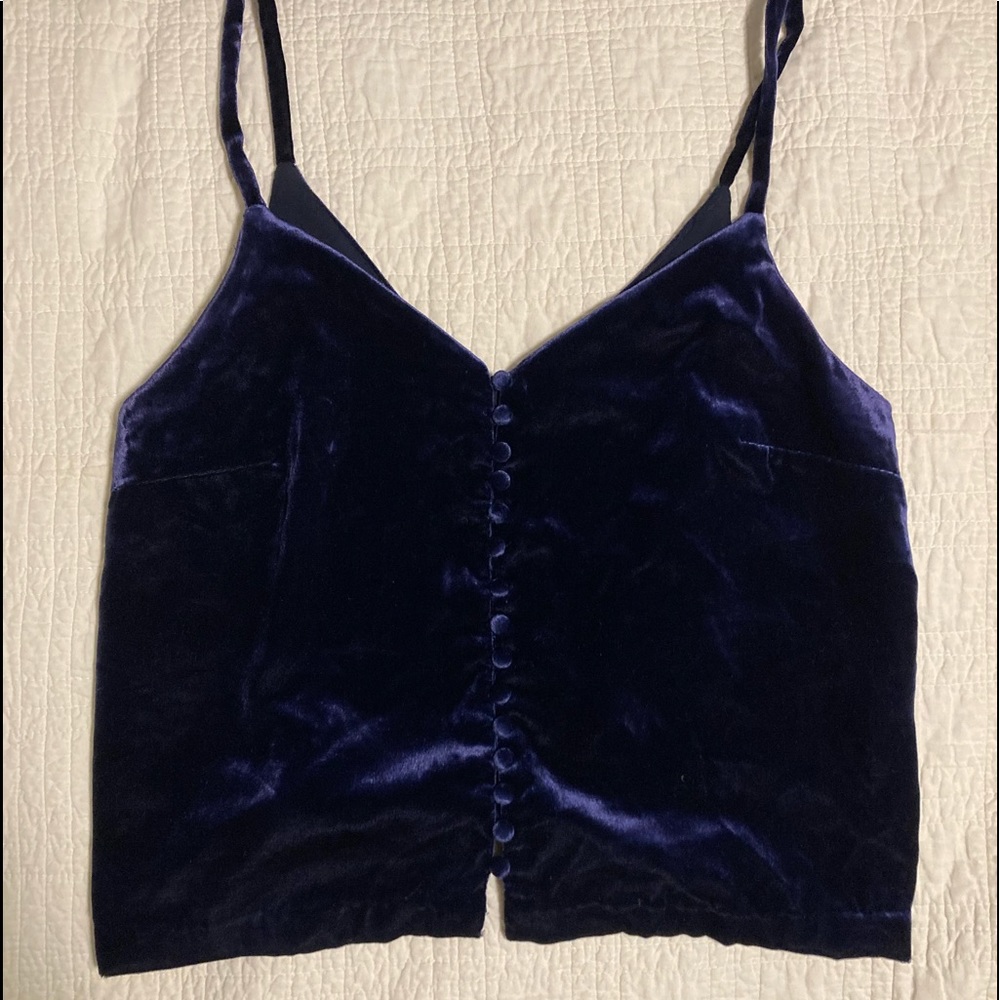 Deep blue velvet tank top